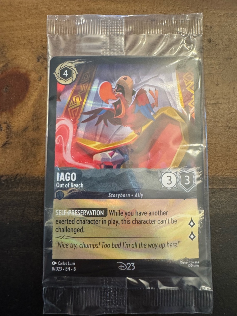 Disney Lorcana D23 Iago Out of Reach Card